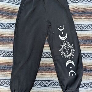 No Boundaries Black Sweatpants with Celestial Design